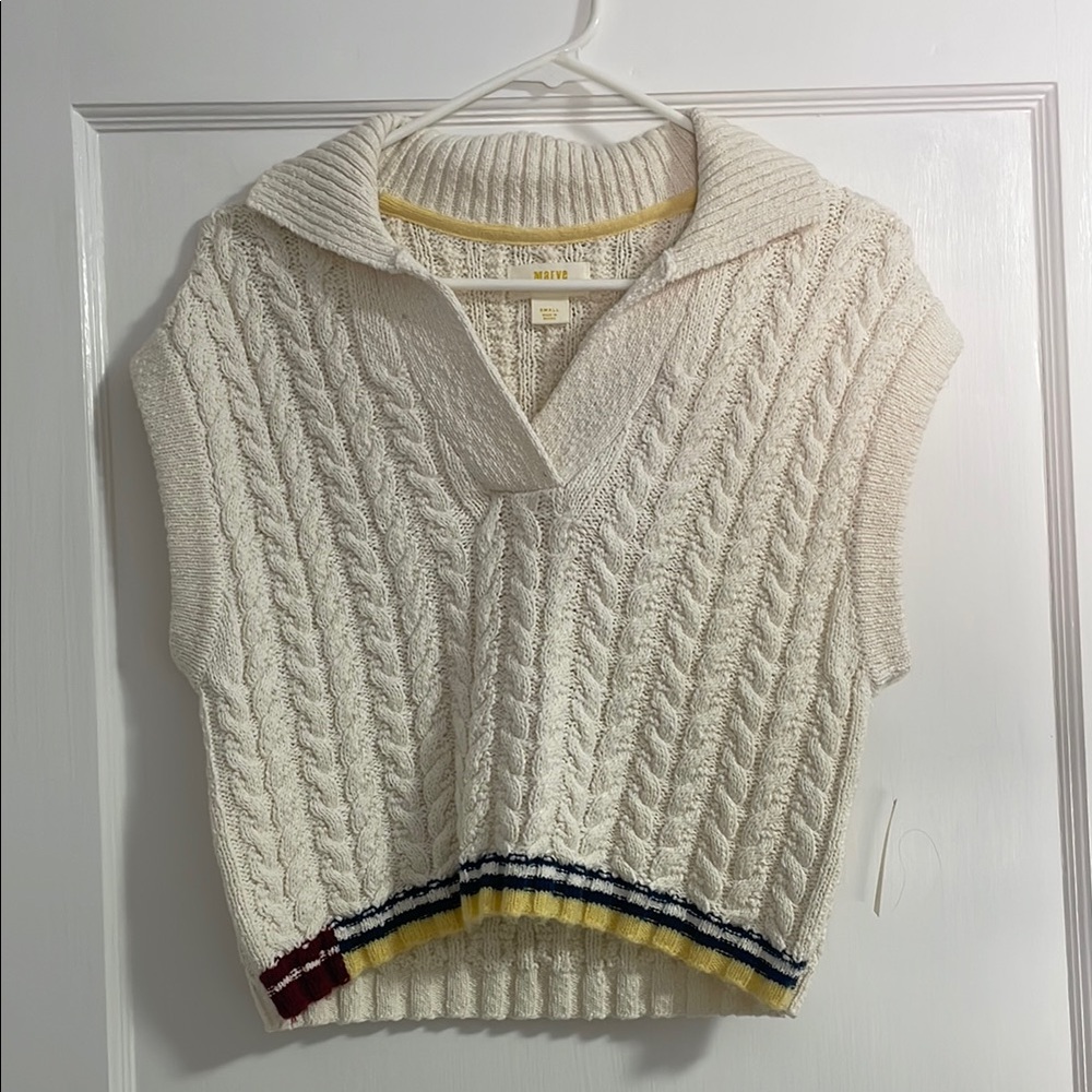 Maeve Cream Cable Knit Sweater Vest